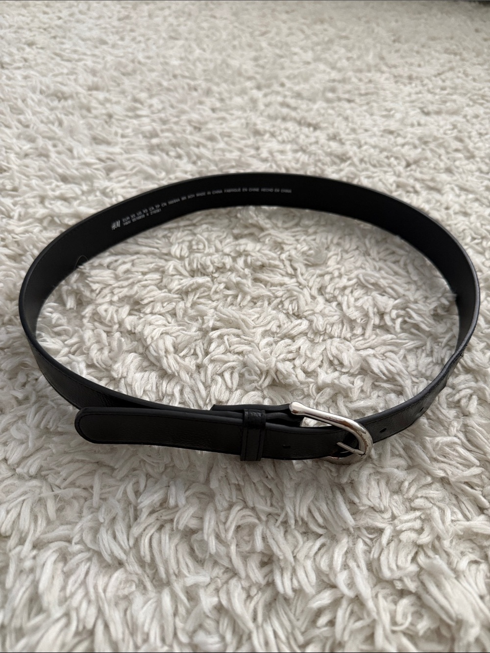 Classic Black Leather Belt with Silver Buckle